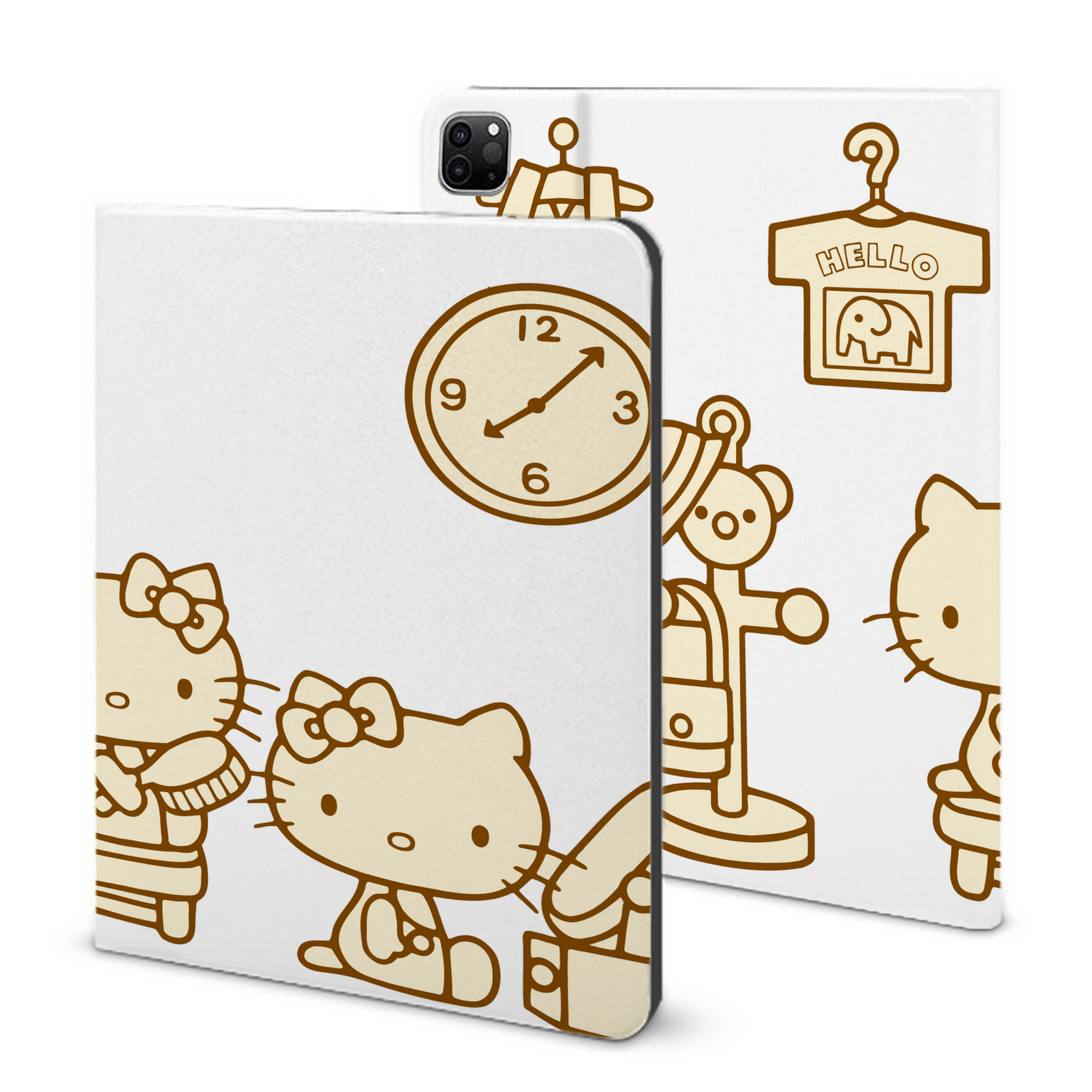 （画像用） Hello Kitty ハローキティ IPad ケース ブック型 PUレザー TPU 耐衝撃 軽量 薄型 ペン収納なし 全面保護 IPad 各モデル対応